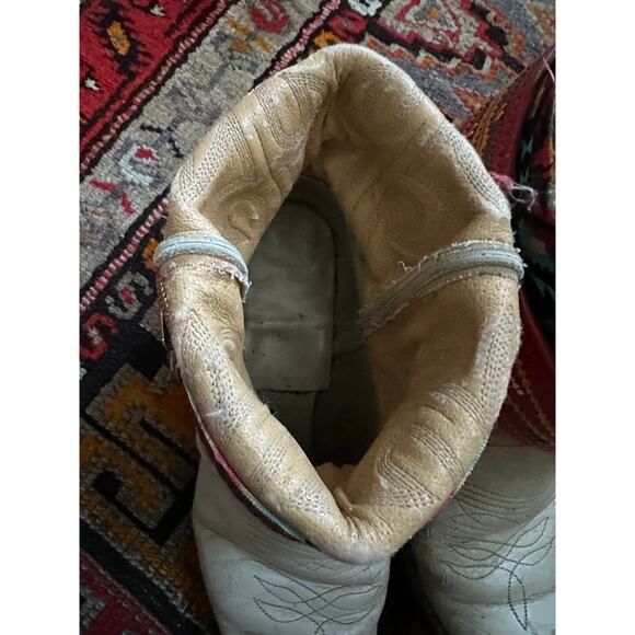 Upsicled cowboy boots boho bohemian booties feather reworked sz 8 free people - Picture 14 of 16